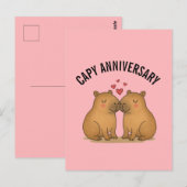 Carte Postale Capy Anniversary Valentines Cute Capybara Postcard (Devant / Derrière)