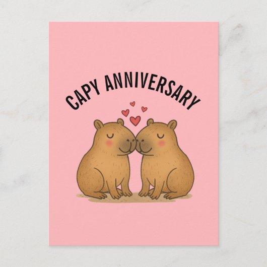Carte Postale Capy Anniversary Valentines Cute Capybara Postcard (Devant)