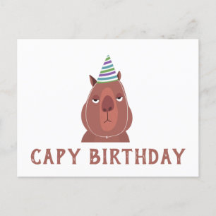 Carte Postale "CAPY BIRTHDAY" Capybara avec Casquette du parti