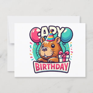 Carte Postale Capybara Anniversaire Bash - Fête Quirky Animal