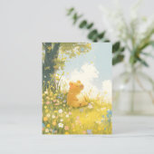 Carte Postale Capybara assis dans une prairie de fleurs sauvages (Debout devant)