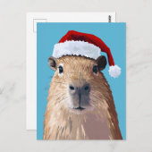 Carte Postale Capybara de fête à Santa Hat (Devant / Derrière)