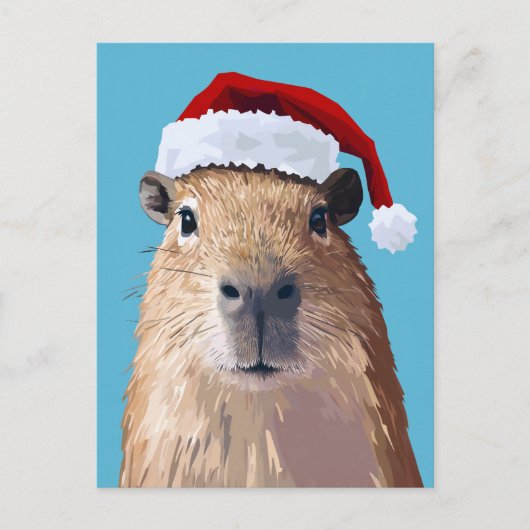 Carte Postale Capybara de fête à Santa Hat (Devant)