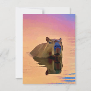 Carte Postale Capybara Émergée d'un lac paisible