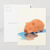 Carte Postale Capybara Mignon Buvant dans une Flaque Bleue (Devant / Derrière)