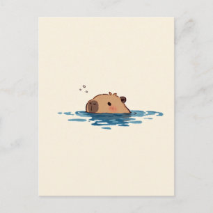 Carte Postale Capybara Minimaliste qui Jette un Coup d'Œil dans 
