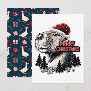 Carte Postale Capybara Noël Santa en dabbing – Vacances Amusante