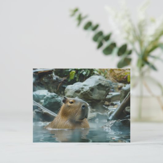 Carte Postale Capybara Profiter De La Ressource Chaude (Debout devant)