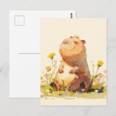 Carte Postale Capybara Sitting in Yellow Wildflower Garden (Devant / Derrière)