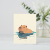 Carte Postale Capybara sucré flottant dans l'eau bleue (Debout devant)