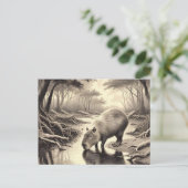 Carte Postale Capybara Vintage Etching (Debout devant)