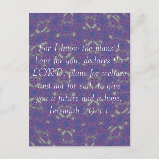 Carte Postale Car je connais les plans que j'ai  - Jérémie 29:11 (Devant)