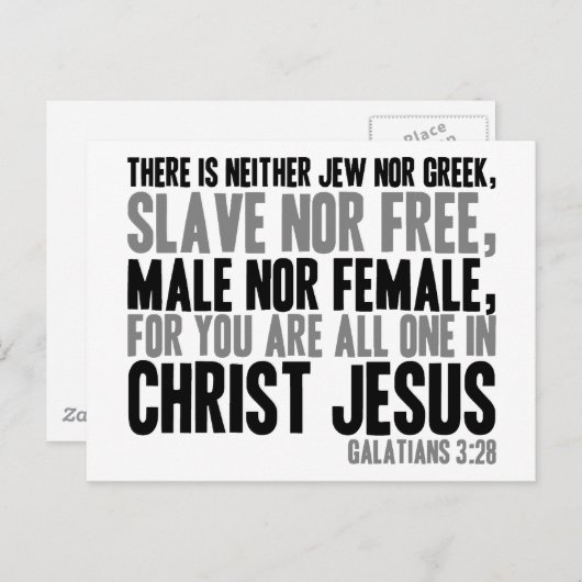 Carte Postale Car vous êtes tous un en Jésus Christ (Devant / Derrière)