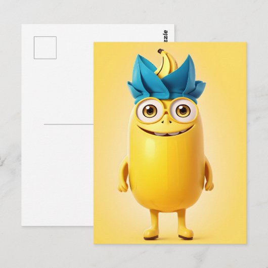 Carte Postale Caractère de banane drôle (Devant / Derrière)