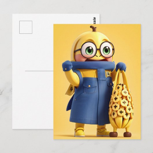Carte Postale Caractère de banane drôle (Devant / Derrière)