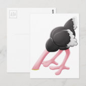 Carte Postale Caractère de dessin enterré de la tête d'autruche (Devant / Derrière)