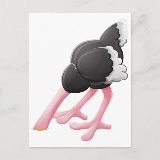 Carte Postale Caractère de dessin enterré de la tête d'autruche (Devant)