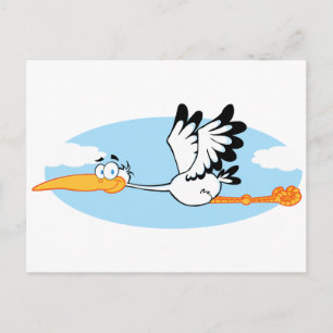 Carte Postale Caractère de dessin Mascotte de cigogne