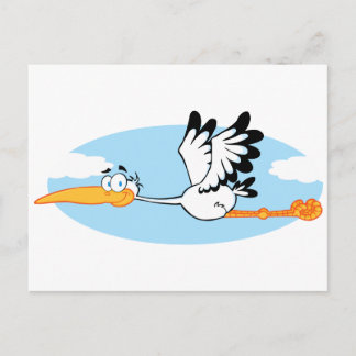 Carte Postale Caractère de dessin Mascotte de cigogne