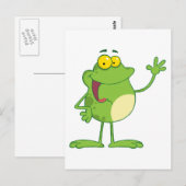 Carte Postale Caractère Mascotte de dessin de grenouille brandis (Devant / Derrière)