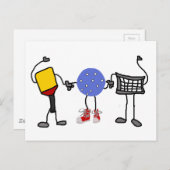 Carte Postale Caractères Drôle De Pickleball Cartoon (Devant / Derrière)