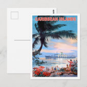 Carte Postale Caraïbes, bateau de croisière, voyage vintage (Devant / Derrière)