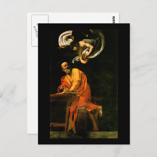 Carte Postale Caravaggio l'inspiration de St Matthew (Devant / Derrière)