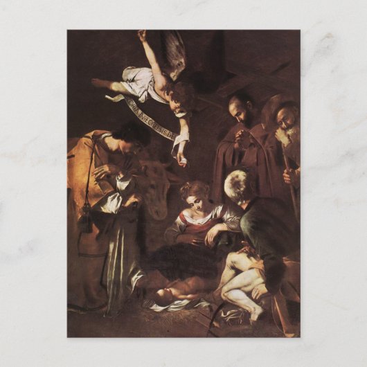 Carte Postale Caravaggio -Nativité avec St Francis et St Lawrenc (Devant)