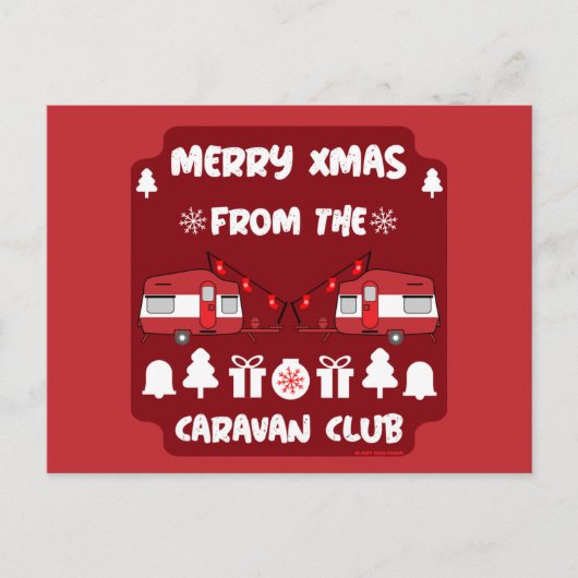 Carte Postale Caravan Joyeux Camping de Noël (Devant)
