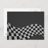 Carte Postale Carbone Fiber Style Racing Drapeau Checkers Vague  (Devant / Derrière)