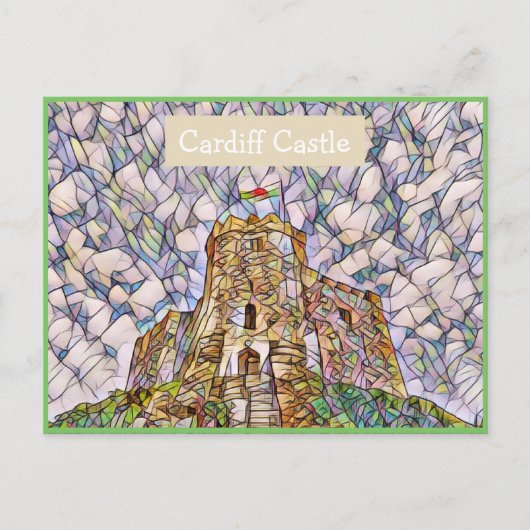 Carte Postale Cardiff Castle, Pays de Galles, UK Mosaic Effet ca (Devant)