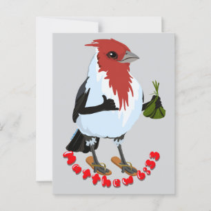 Carte Postale CARDINAL À CRÊTE ROUGE D'HAWAÏ—verset biblique