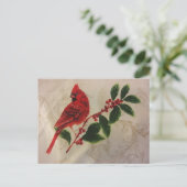 Carte Postale Cardinal à Holly Bush (Debout devant)