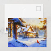 Carte Postale Cardinal à l'occasion d'un jour de neige (Devant / Derrière)