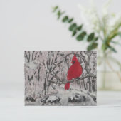 Carte Postale Cardinal dans la neige (Debout devant)