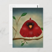 Carte Postale Cardinal des oiseaux rouges (Devant / Derrière)