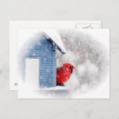Carte Postale Cardinal du Jour de la Neige - Oiseau (Devant / Derrière)