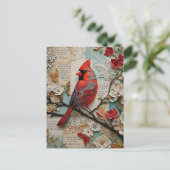 Carte Postale Cardinal en techniques mixtes (Debout devant)