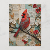 Carte Postale Cardinal en techniques mixtes (Devant)