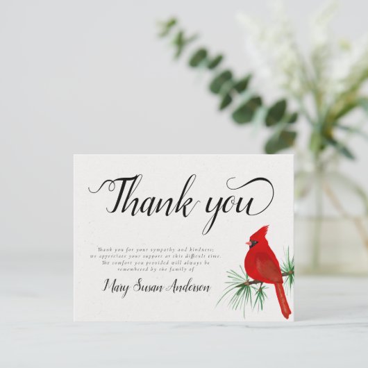 Carte Postale Cardinal Funeral Memorial Merci note (Debout devant)