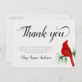 Carte Postale Cardinal Funeral Memorial Merci note (Devant / Derrière)