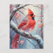 Carte Postale Cardinal Moderne d'Hiver enneigé (Devant)