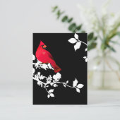 Carte Postale Cardinal Red Bird Black White Salutation moderne (Debout devant)