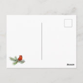 Carte Postale Cardinal Rouge Belle Aquarelle Rustique (Dos)