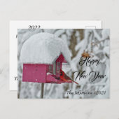 Carte Postale Cardinal rouge Bonne Année (Devant / Derrière)