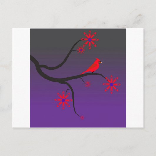 Carte Postale Cardinal rouge dans un arbre sur arrière - plan vi (Devant)