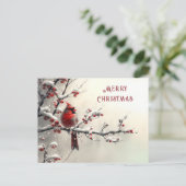 Carte Postale Cardinal Rouge de Noël Férié (Debout devant)