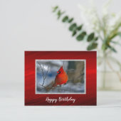 Carte Postale Cardinal Rouge Hiver Photo Anniversaire (Debout devant)