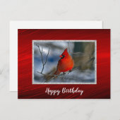 Carte Postale Cardinal Rouge Hiver Photo Anniversaire (Devant / Derrière)