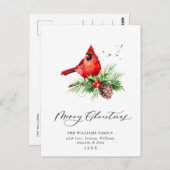 Carte Postale Cardinal Rouge Holly Berry Noël (Devant / Derrière)